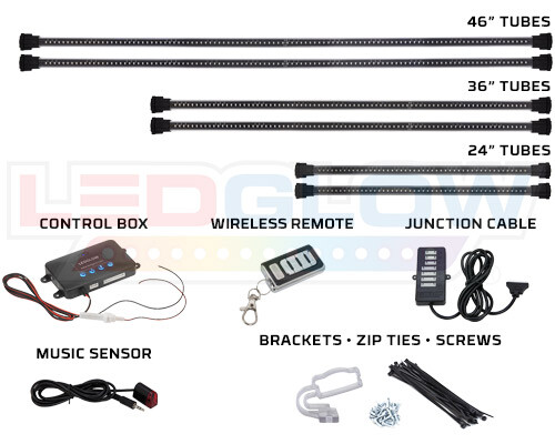 LEDGlow 6pc Million Color Wireless LED Truck Underbody Underglow Neon Light Kit