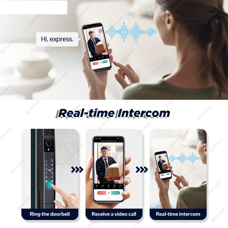 3D Face Recognition Tuya Wifi Smart Door Lock Visual Intercom Fingerprint