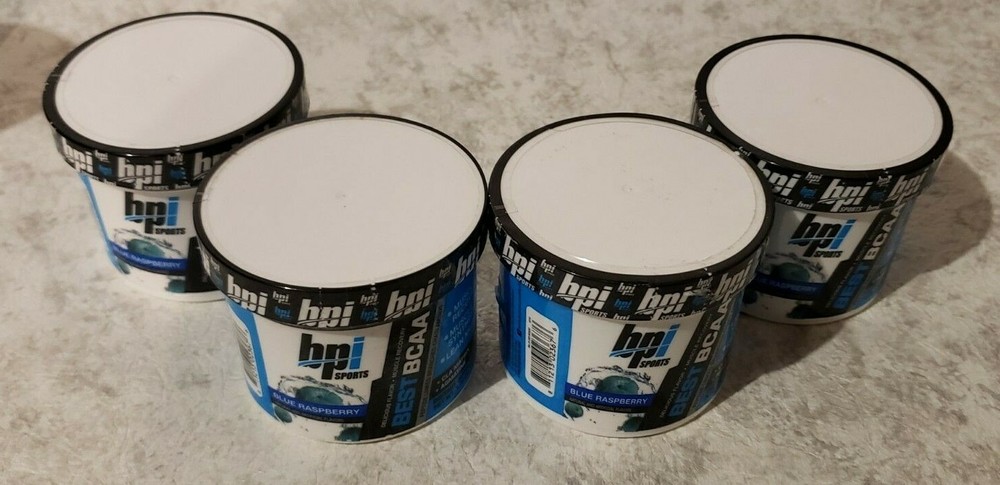Qty 4 - BPI BEST BCAA - Blue Raspberry - 5 Servs EACH JAR - 20 Total - 5/2024