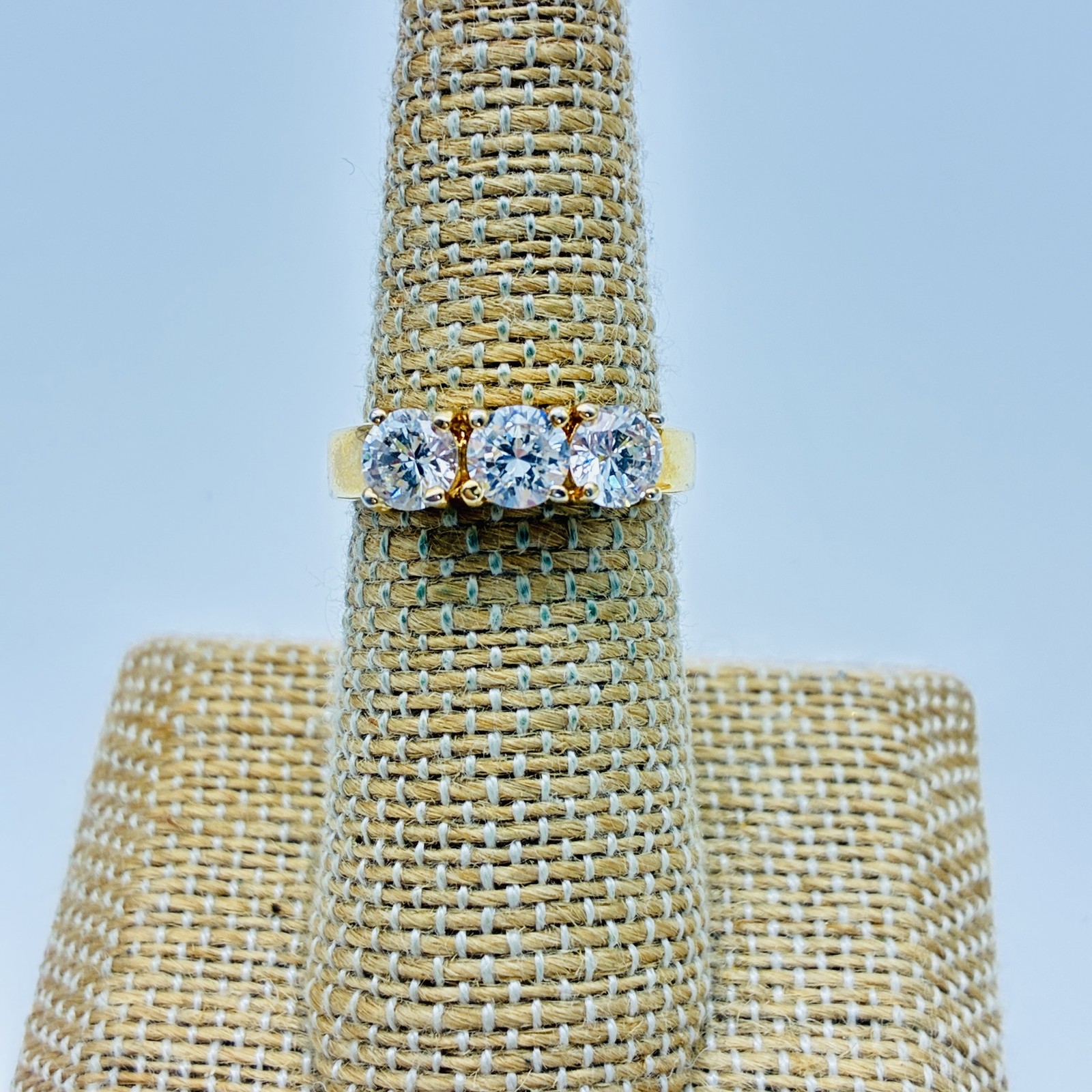 Gold Tone Band Mens and CZ Engagement Rings Lot of 2 Wedding Gift