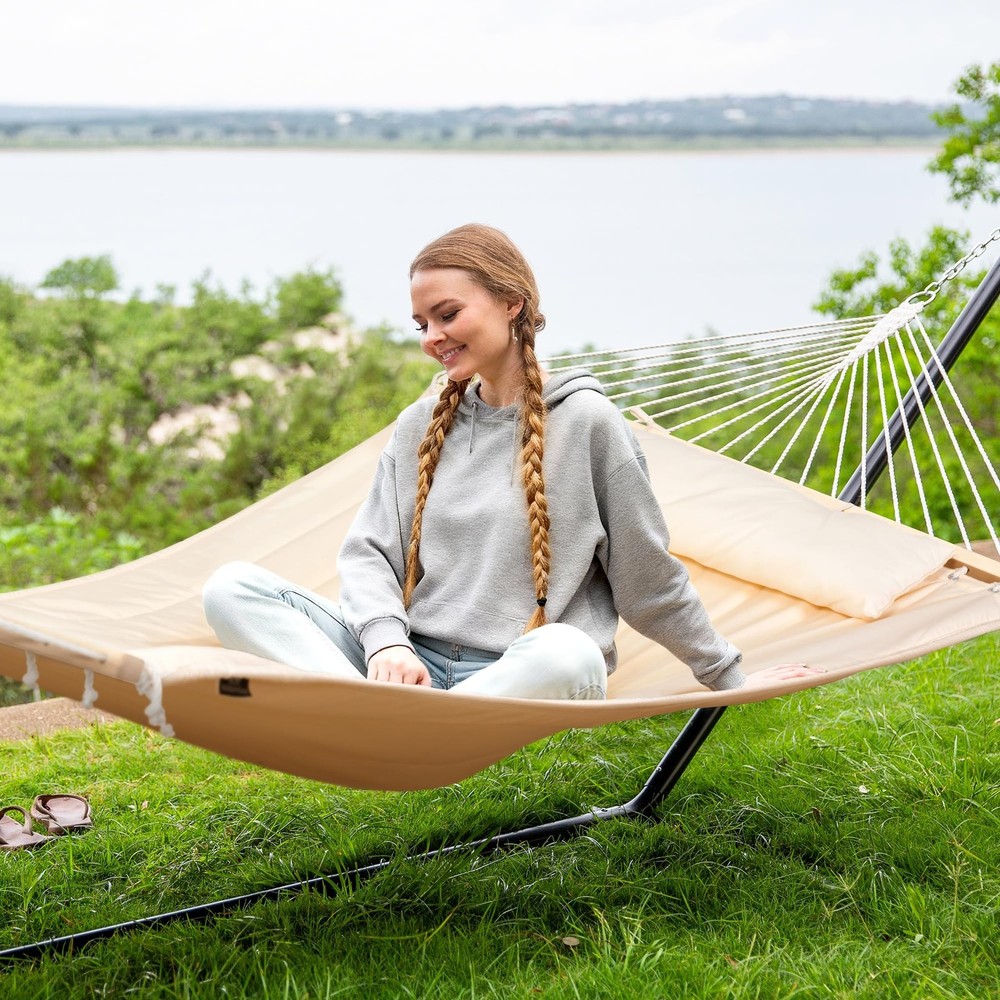 SUNCREAT Hammocks Extra Large Double Hammock with 12 ft Stand, 475lbs Capacit...