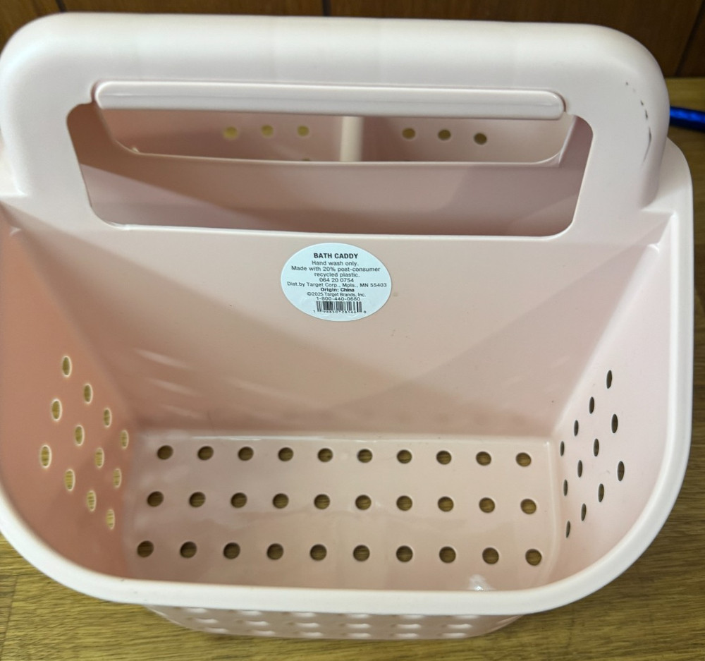 Room Essentials Bath Caddy, Light Pink, Plastic