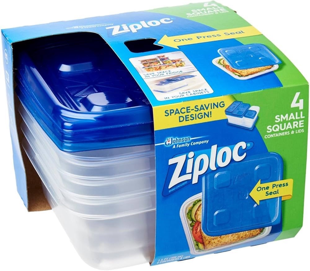 Ziploc Container Sm Square 4Ct,