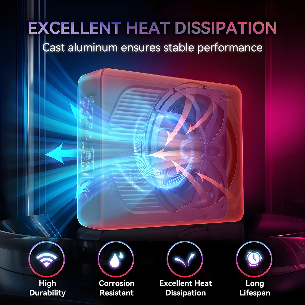 800W Wireless 10'' Slim Under Seat Powered Car Subwoofer w/Built-in Amplifier