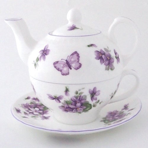English Violet Tea for One Set