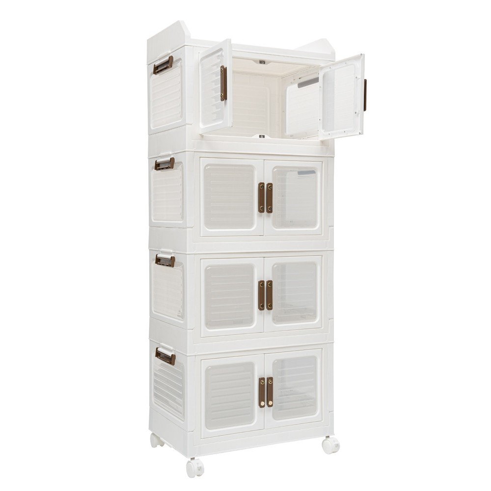 Plastic Collapsible Storage Bins with Lids & Wheels Stackable Closet Organizers