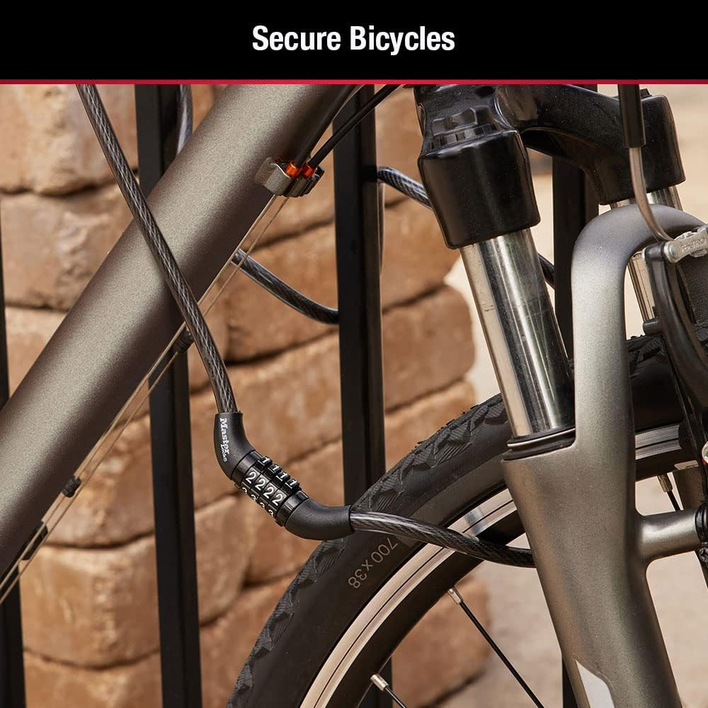8143D Bike Lock Cable with Combination - Secure & Durable Black