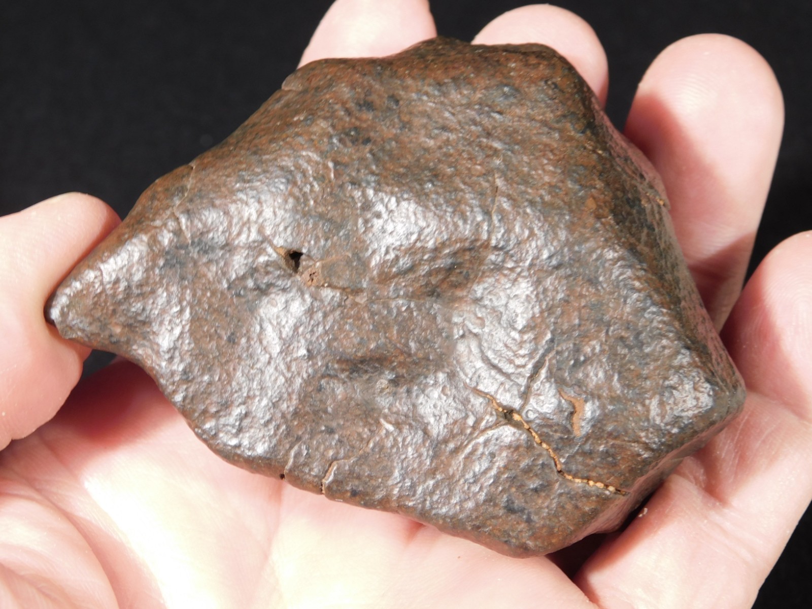 Larger! Stony METEORITE with DARK Fusion Crust and REGMAGLYPTS Libya 251gr