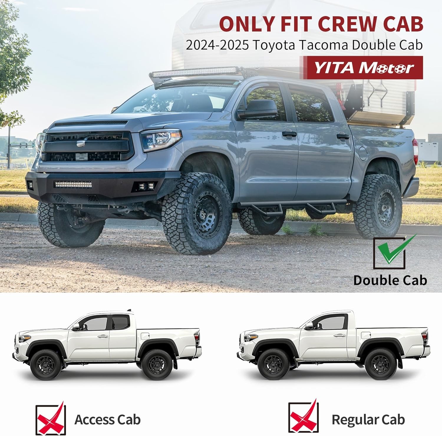 YITAMOTOR Drop Running Boards for 2024-2025 Toyota Tacoma Double Cab Side Steps