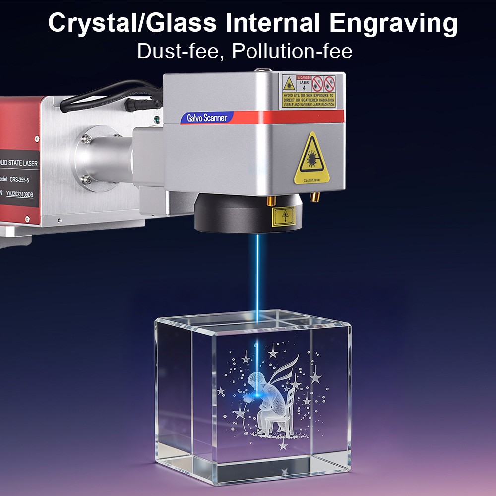 10W UV Laser Marking Machine 3D Crystal Laser Inside Engraving Motorized70&200mm