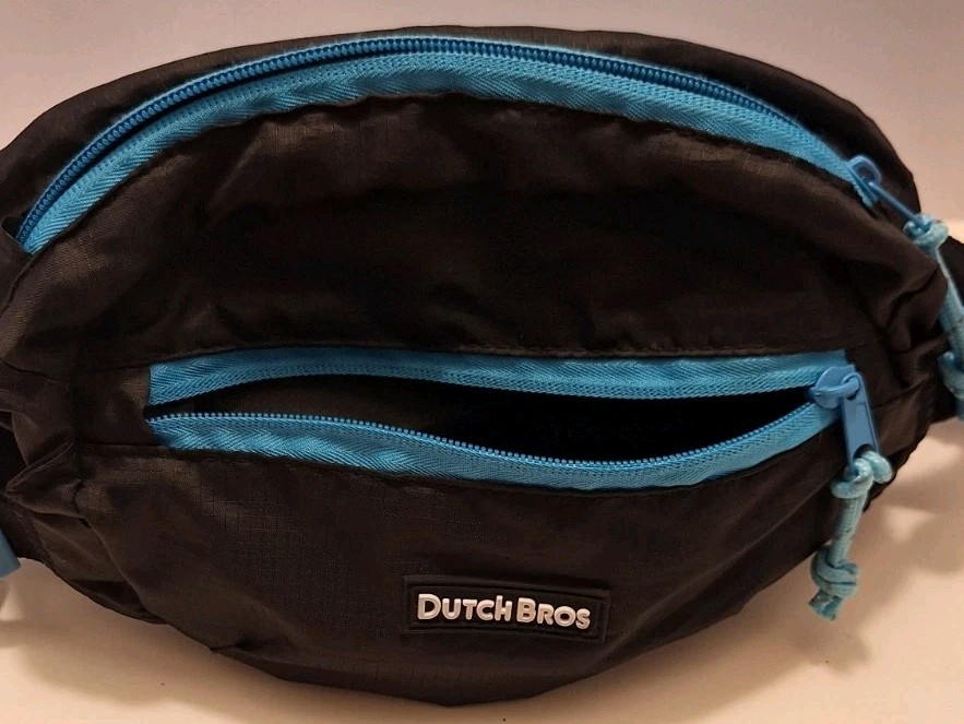 Rare Dutch Bros Coacha 2017 Employee Rave Pack 2-Zipper Black Teal FREE SHIP