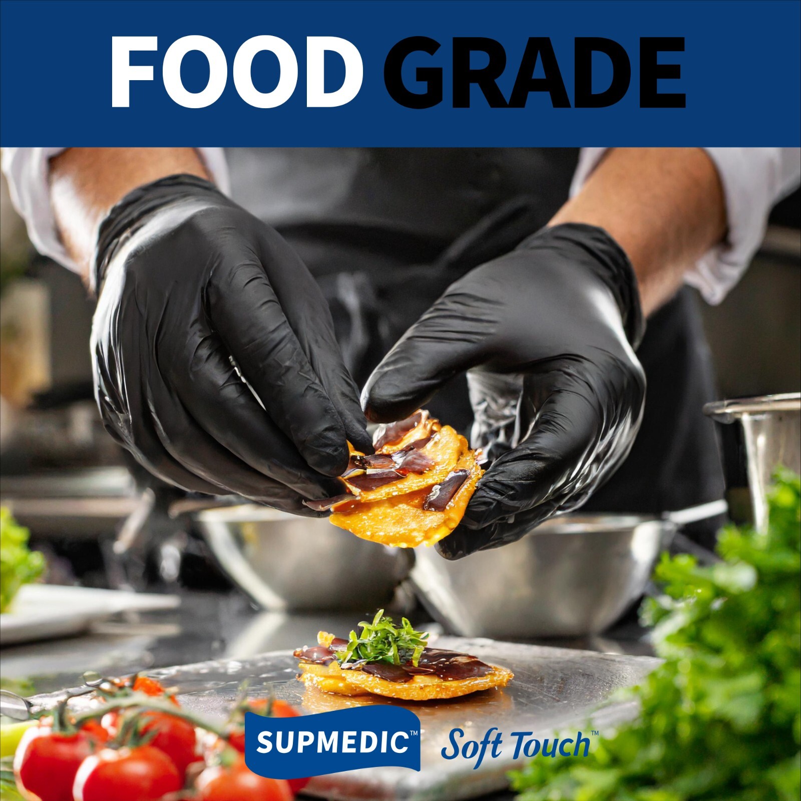 Medical Nitrile Exam Gloves Powder-Free Food-Safe Disposable Glove Black 100 PCs