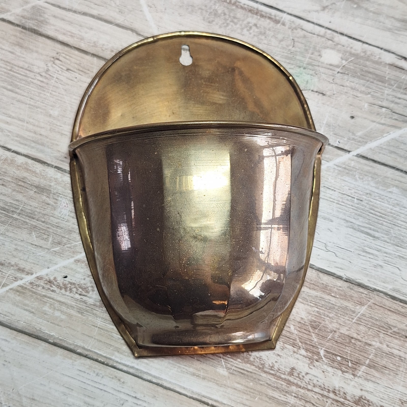 Vintage Brass Wall Hanging Planter Made In India 7"Tall Hosley International