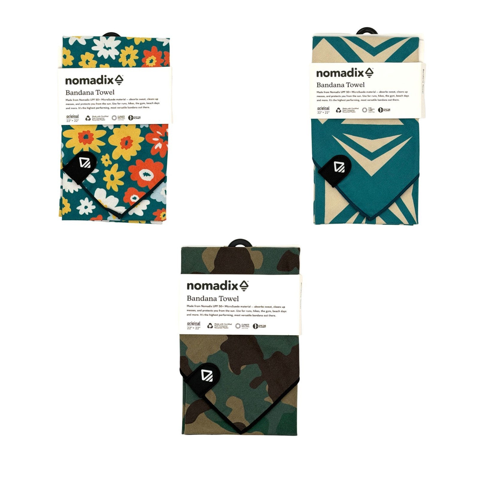 Nomadix Bandana Towel – 22" x 22" – Lightweight & Quick-Dry Choose Color