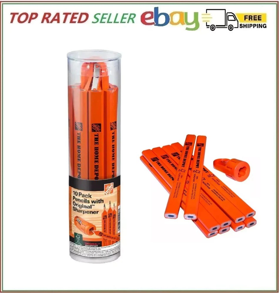 Carpenter Pencils with Original Sharpener (10-Pack)