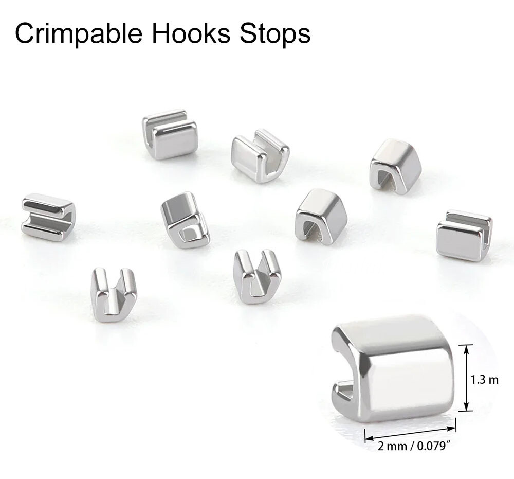 10pcs Dental Orthodontic Metal Crimpable Hook Split Stops Type Lingual Botton
