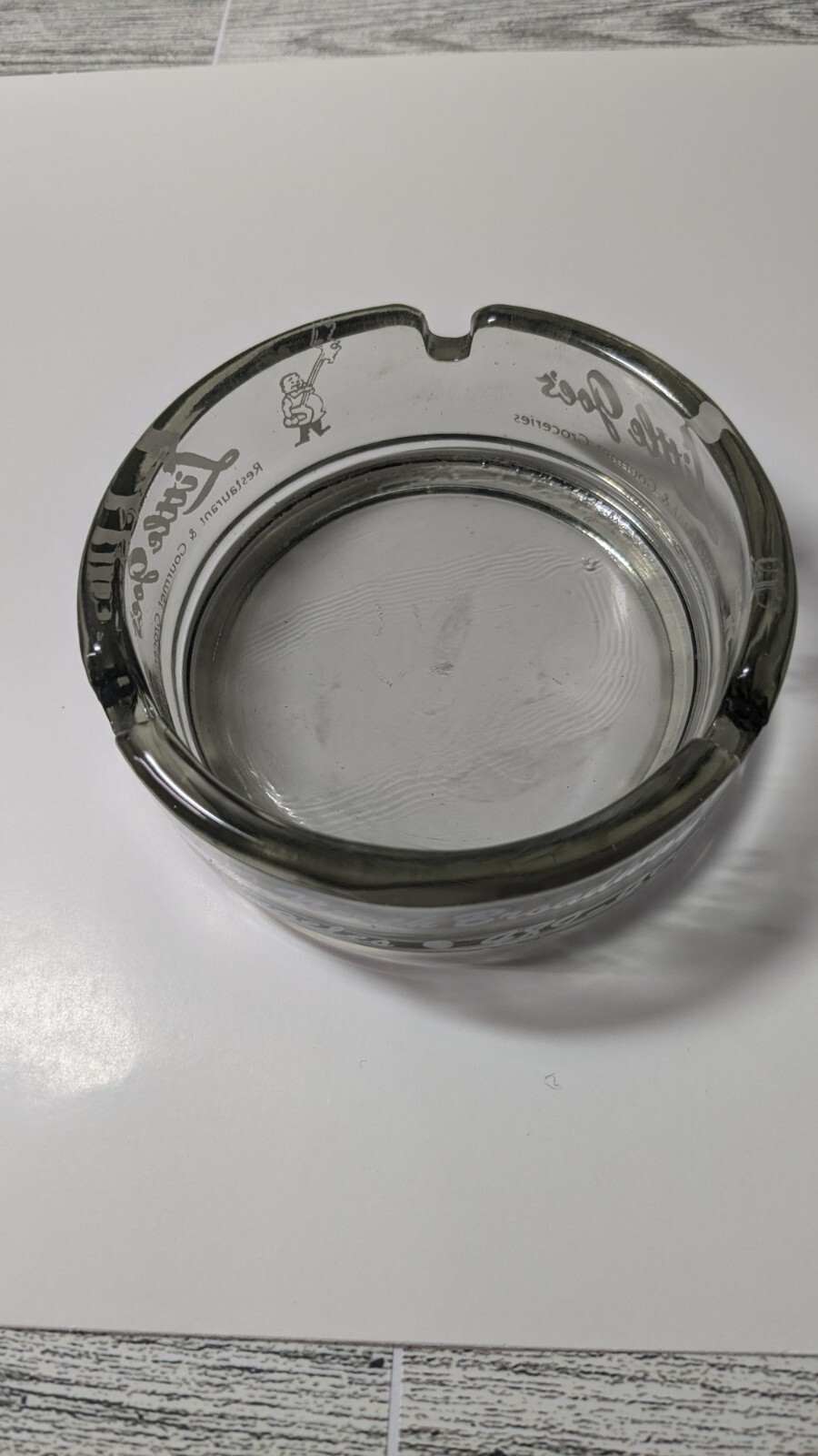 Vintage Little Joe’s Restaurant Round Glass Ashtray Gray Tone Los Angeles