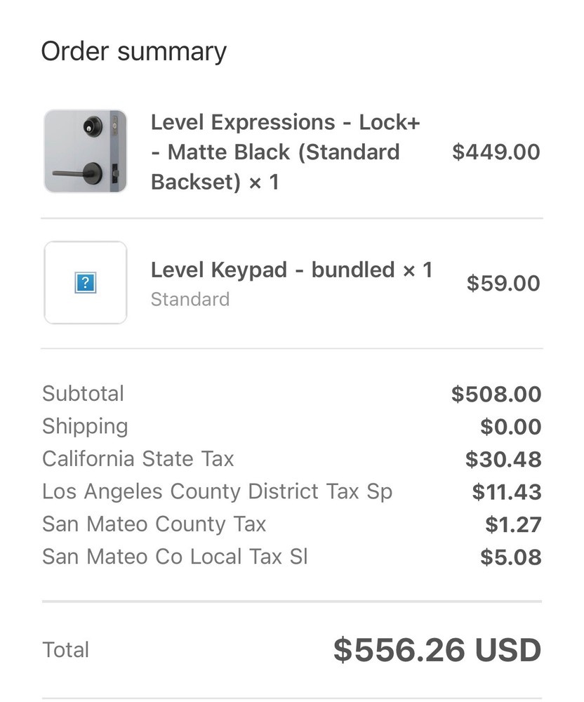 Level Expressions - Lock+ - Matte Black (Standard Backset) × 1 + Keypad + OMNIA