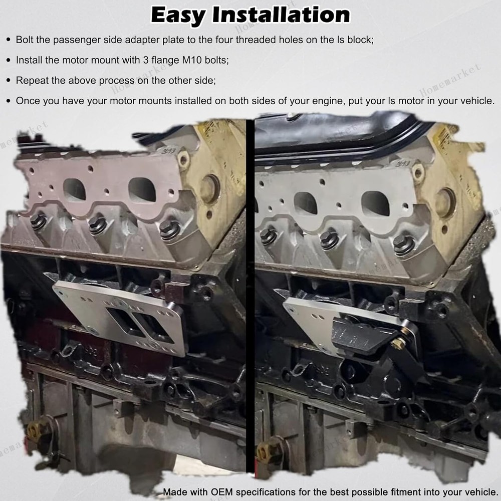 Motor Mounts Adapter Plates Swap Bracket Small Block for LS Engine Conversion US