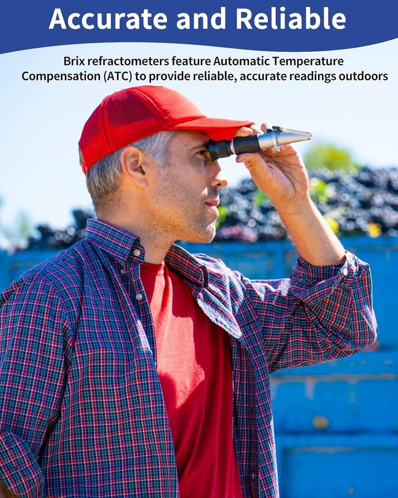 Brix Refractometer 0-90%, Brix Meter Refractometer with ATC, Accurate Refractome