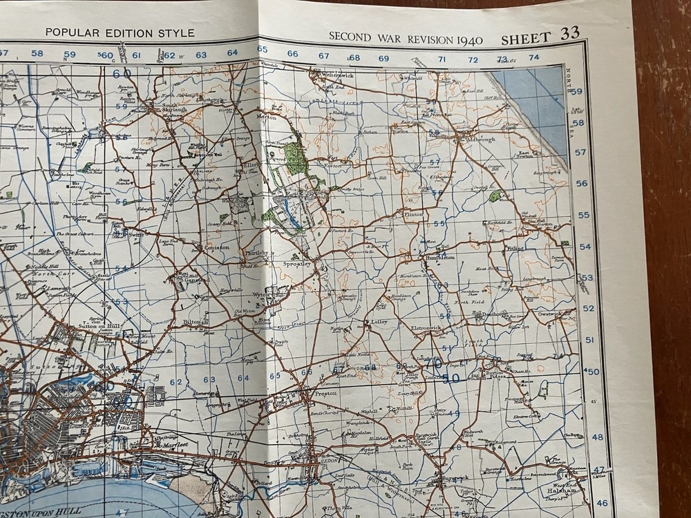 Original WW2 British Army GSGS Map - Hull