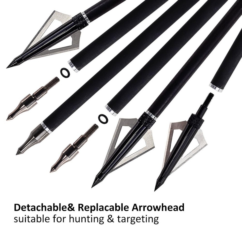 Luoyer 12x Archery Hunting Arrows Compound/Recurve Bow Removable Tips Adjustable