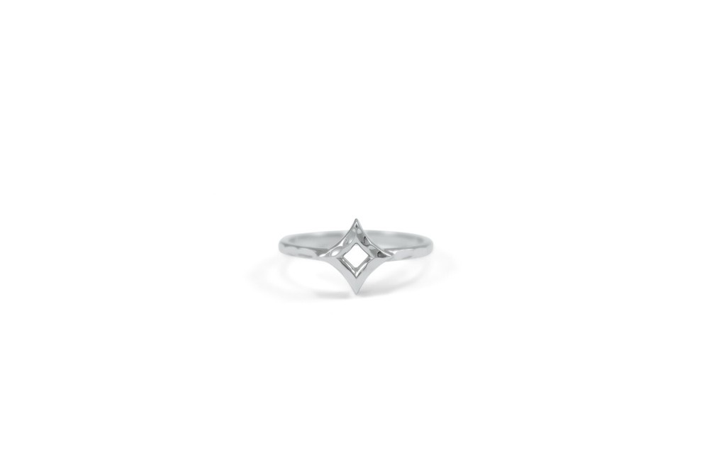 Diamond shape Sterling silver ring with adjustable back
