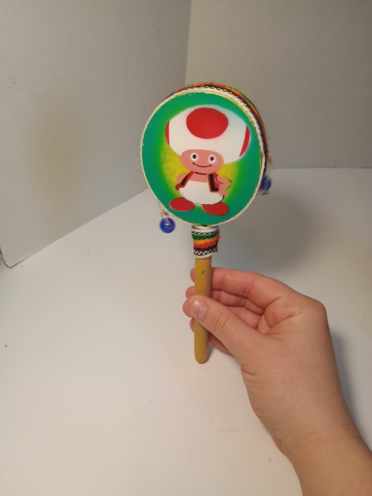 Mario Bros Toad Spin Drum Rattle Drum Percussion