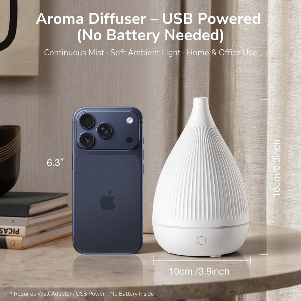 Ultrasonic Essential Oil Diffuser, Home Fragrance Aroma Diffuser with White