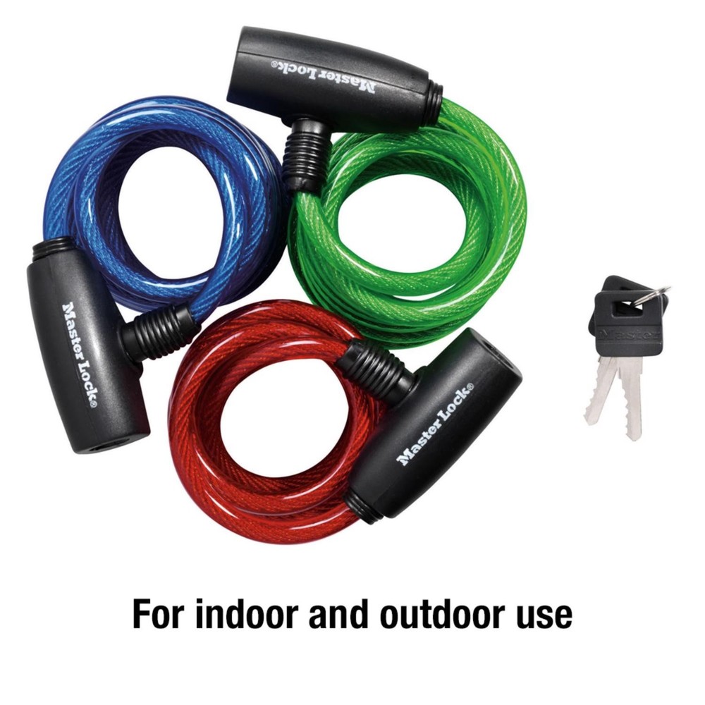 Master Lock 8127TRI Keyed-Alike Vinyl Multi Purpose Cable Lock 6 ft.