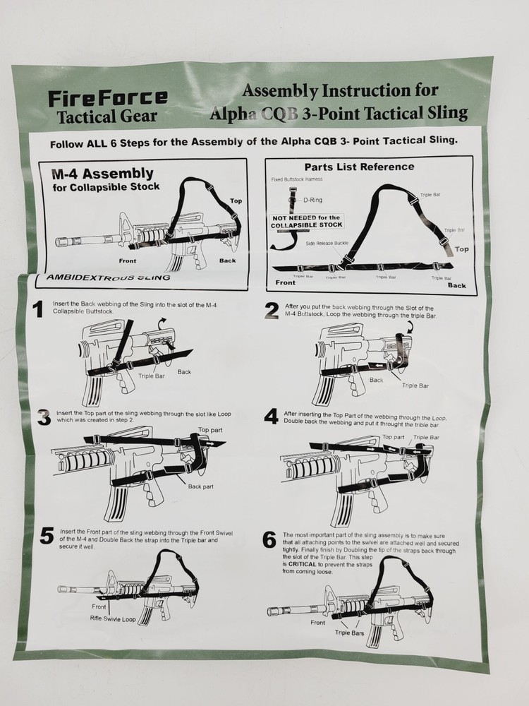 Fire Force Alpha CQB 3-Point Tactical Sling Ambidextrous Black