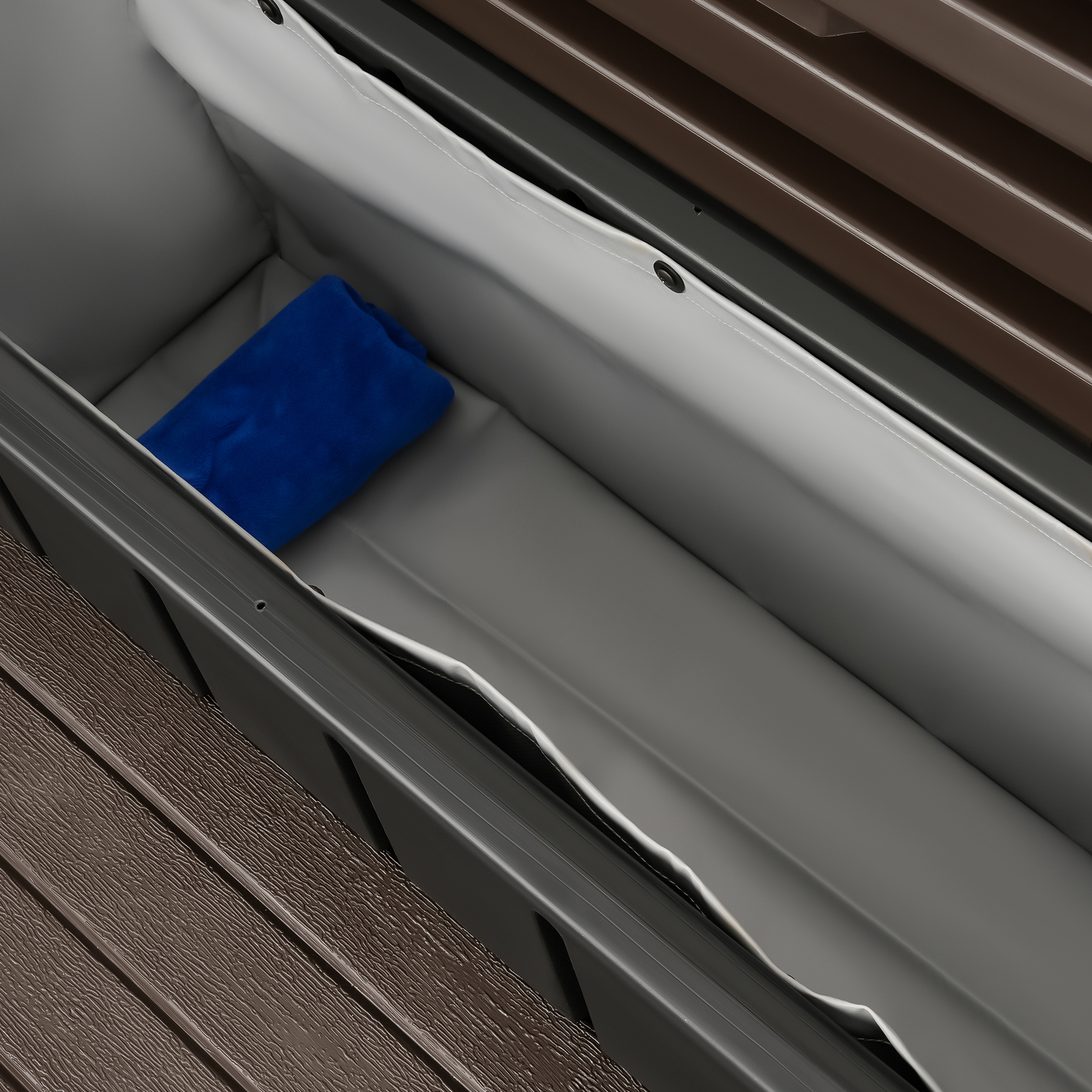 36'' Outdoor Hot Tub Steps with Storage, 2 Stairs Non-Slip Spa Steps Brown+Black