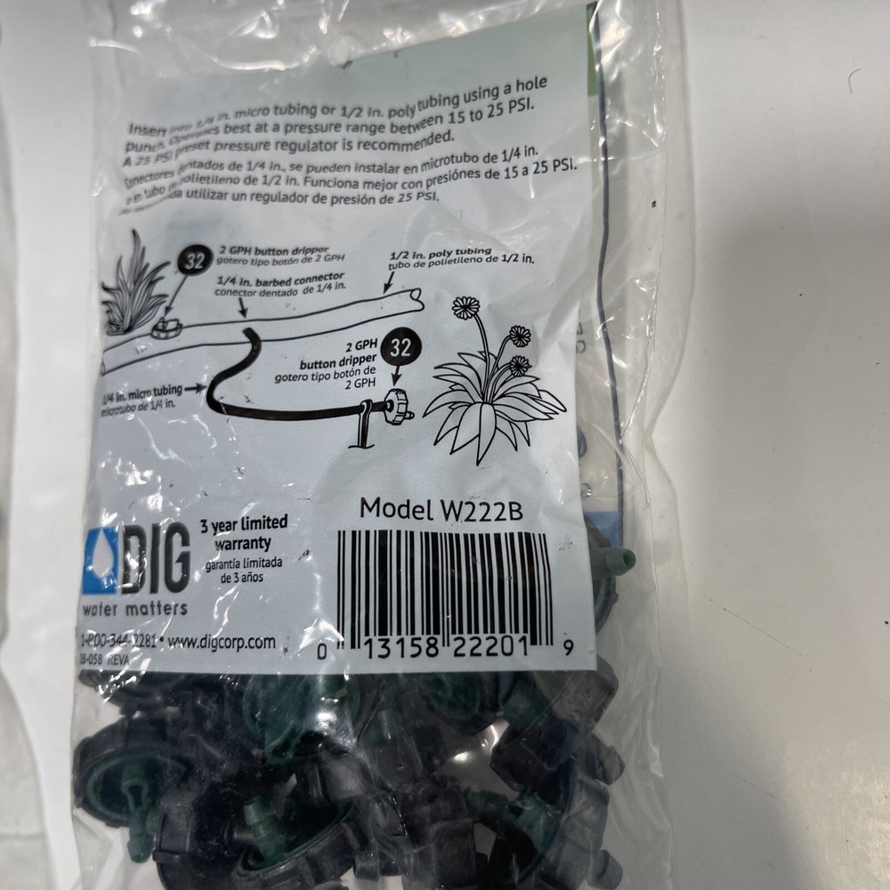 25PCS DIG BUTTON DRIPPER W222-B 2GPH. # 32