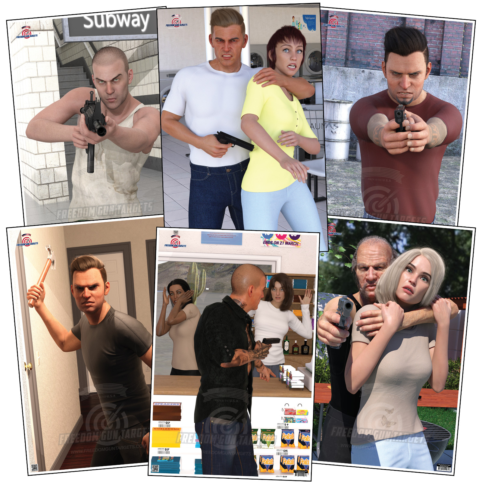 30 Paper Shooting Target Gun Range Pistol Rifle Handgun 3D Color Hostage 23x35