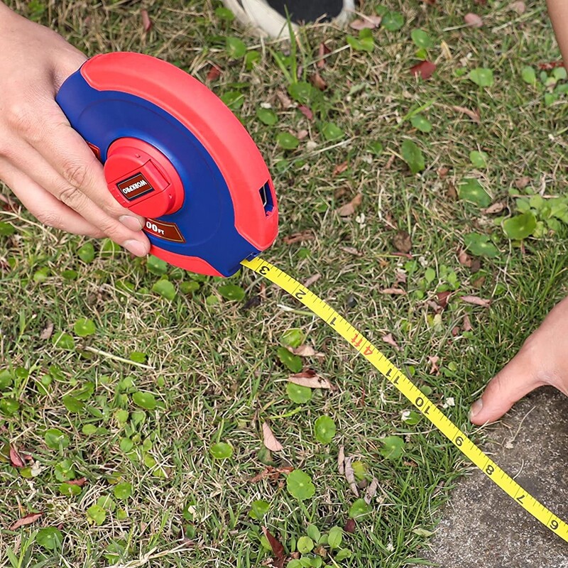 WORKPRO Tape Measure 100FT Closed Reel Steel Long Tape Plastic Case Nylon Coated