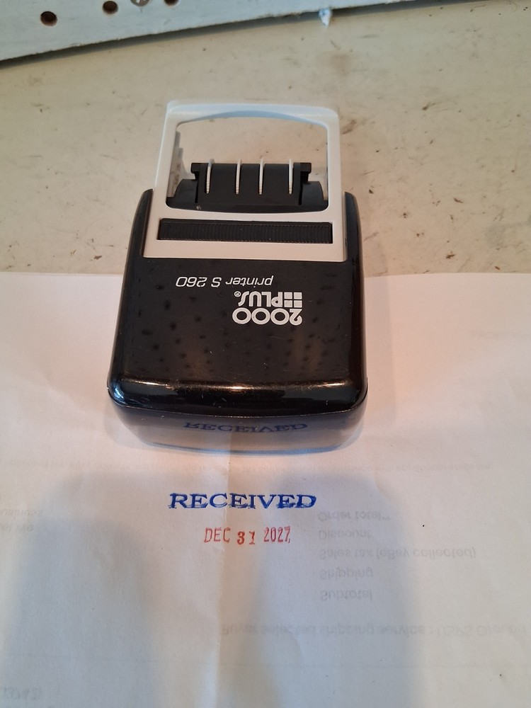 2000 Plus Printer S 260 Received Entered Rectangle Movable Date Stamps 12/31/27