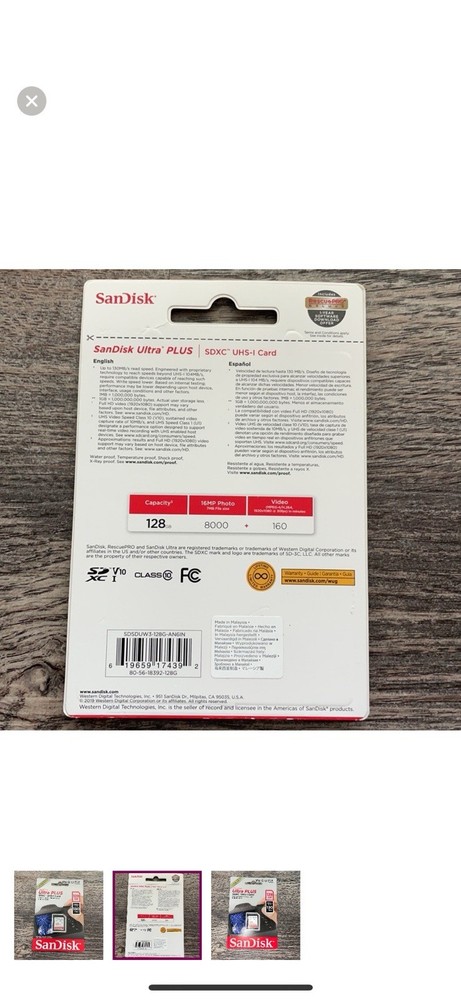 SanDisk Ultra PLUS 128GB SD Card