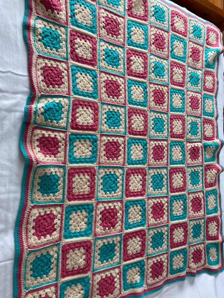 crocheted 44x52 coverlet multicolor
