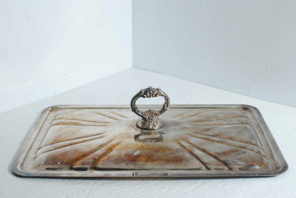 Vintage Silver Plated Footed Rectangular Casserole Serving Tray with Lid 14.25