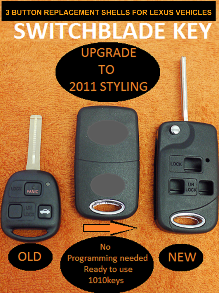 BLADE CUT by KEYCODE, FLIP REMOTE KEYFOB SHELLS for LEXUS w/LOGO...DIY REPAIR