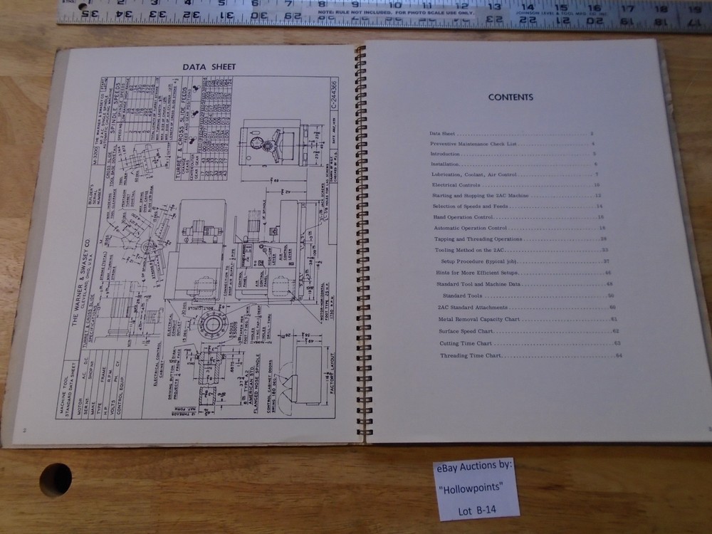 Warney & Swasey 2-AC Operating Instructions Single Spindle Automatic Manual B14