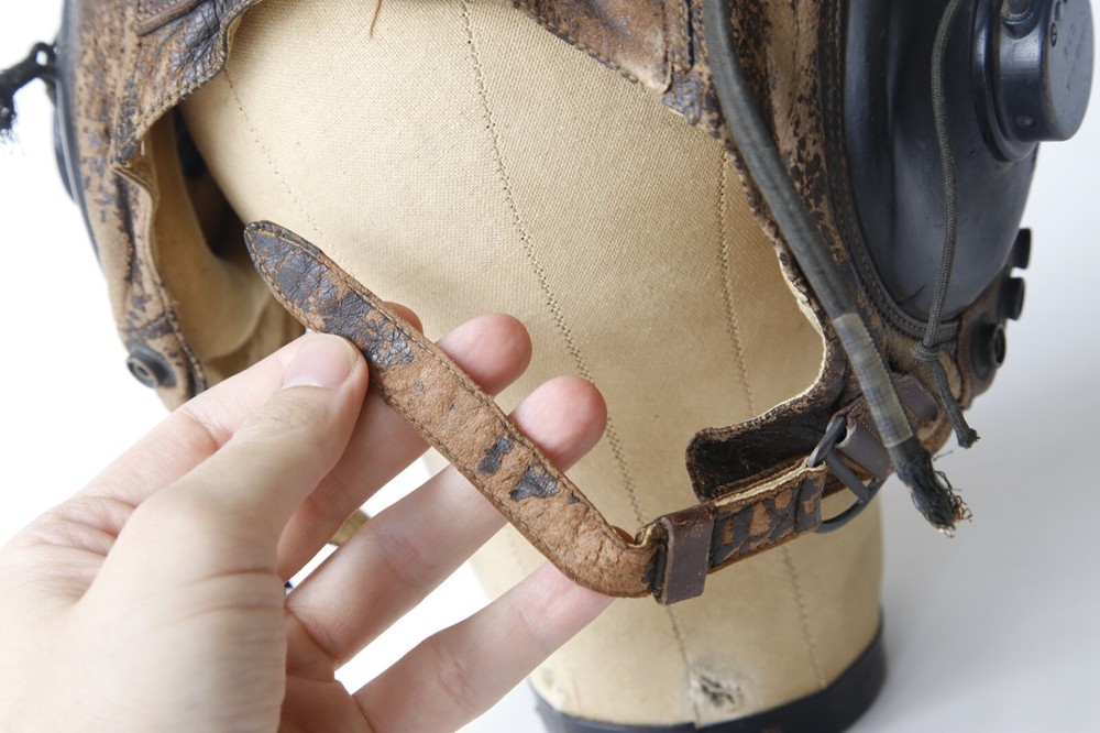 WW2 US Air Force Type A-11 Wired Leather Flight Helmet Cap Extra Large USAF