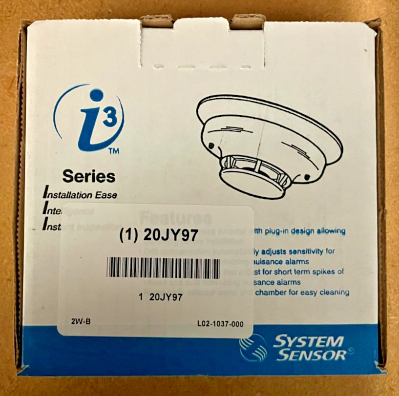System Sensor, 2W-B, I3 SERIES DETECTOR, 2-WIRE, 12/24 VDC WITH BASE