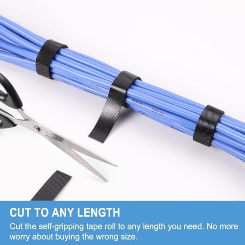 1/2" x 1000ft Hook and Loop Roll | Double-Sided Self-Gripping Strips | Reusable