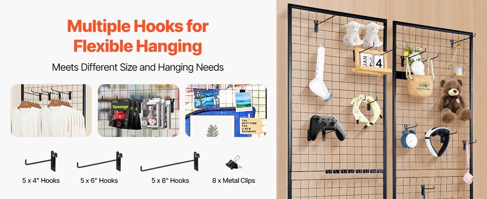 Display Grid Rack 2 Pcs 5.6 ft Panel Detachable Stand Craft Art Gridwall Tower