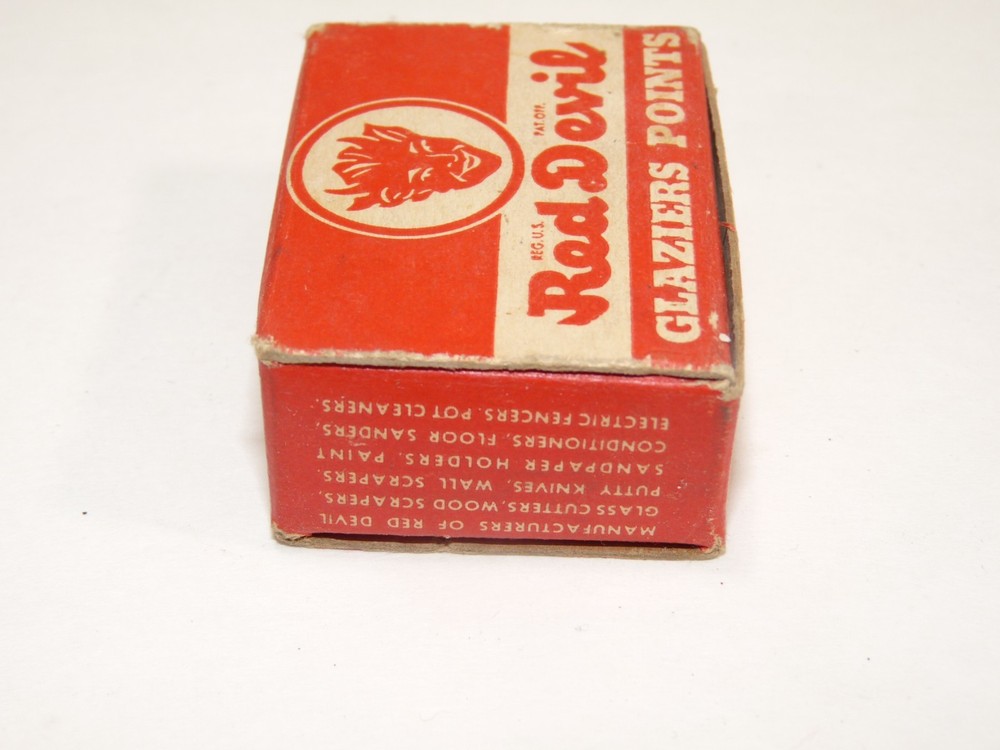 Vintage Red Devil Glazier Points Small Advertising Box w/Points