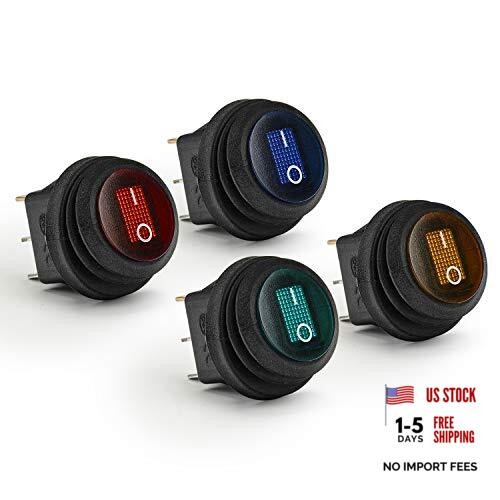 Waterproof Round Rocker Toggle Switch 2 Position DC 12V 20A ON Multicolored