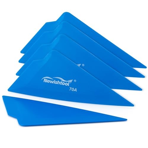 5-Pack Car Tint Tools Triangle Squeegee, 70A Hardness Blue Contour Corner