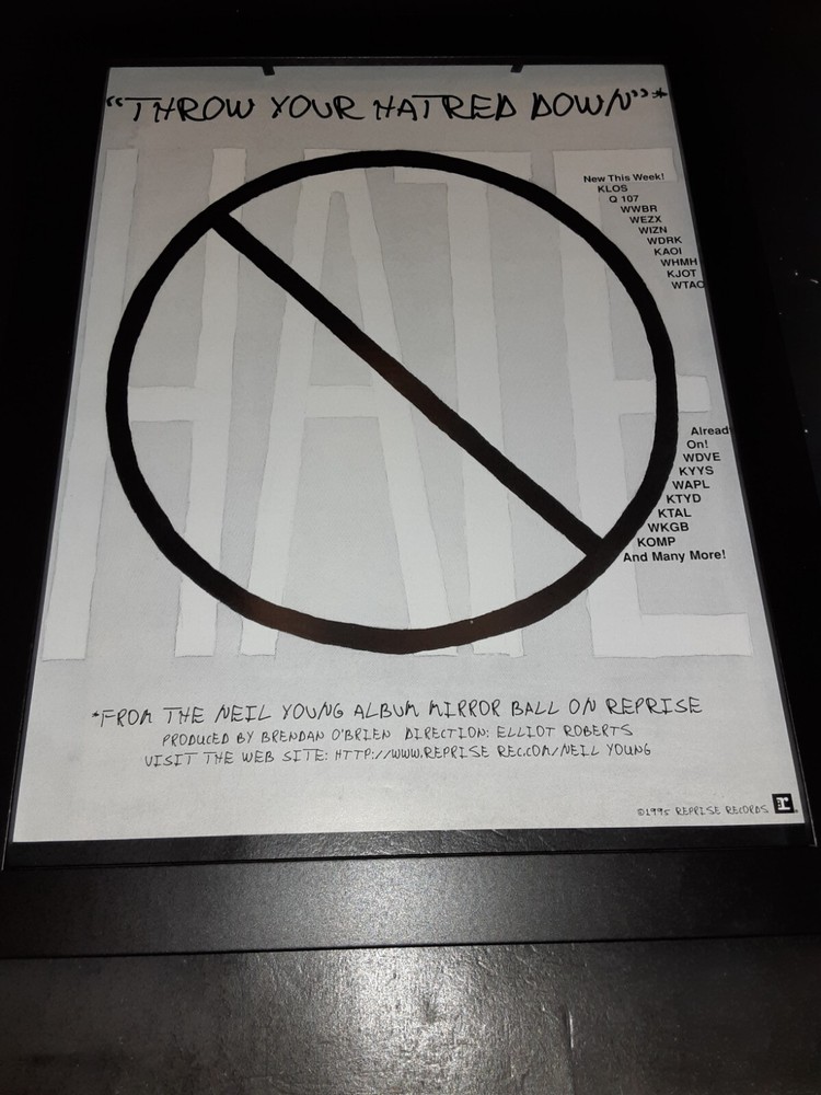 Neil Young Throw Your Hatred Down Rare Original Radio Promo Ad Framed! #2