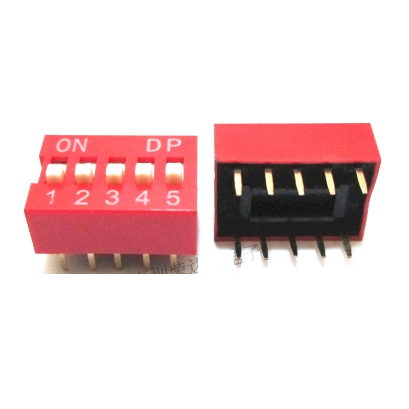 5 Pcs Slide Type Switch Module 2.54mm 5-Bit 5 Position Way DIP Red Pitch